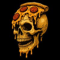 Pizza Food Skull Horror Bucket Hat