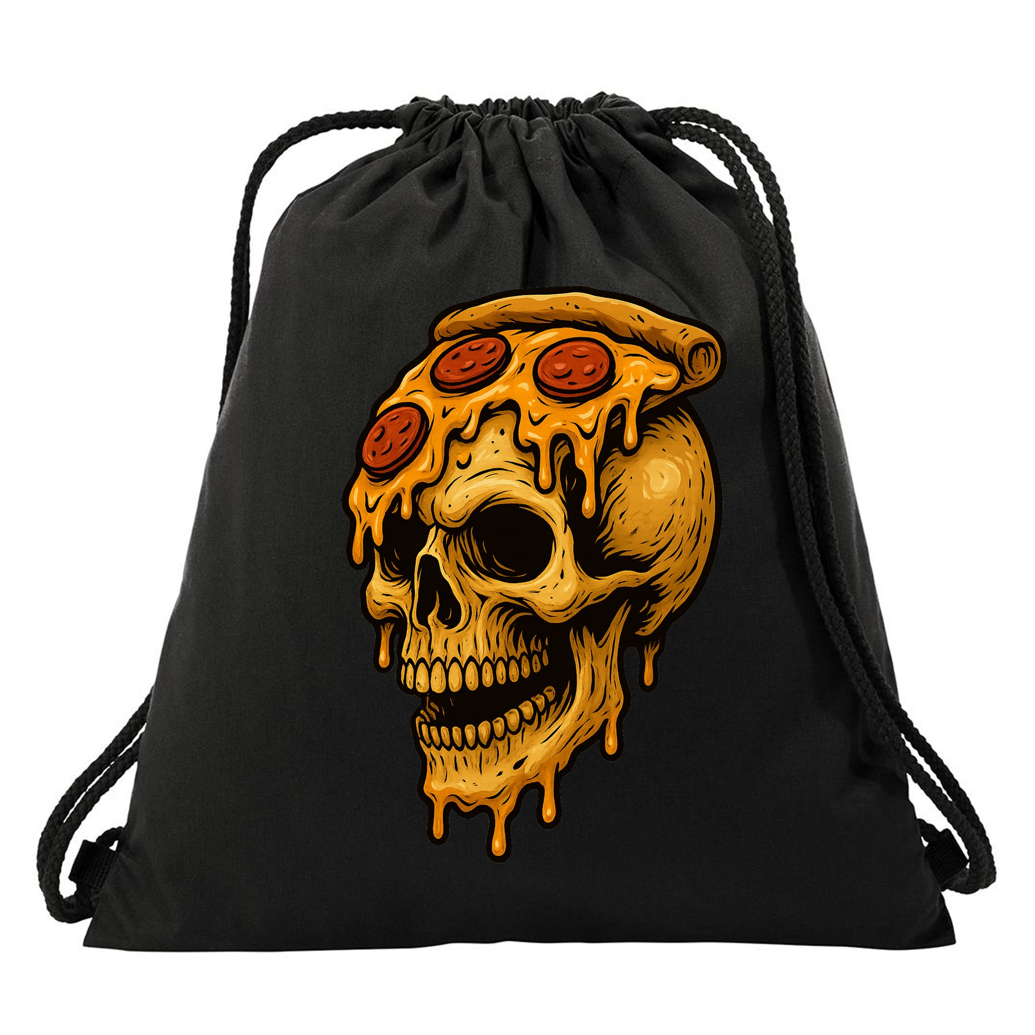 Pizza Food Skull Horror Drawstring Bag