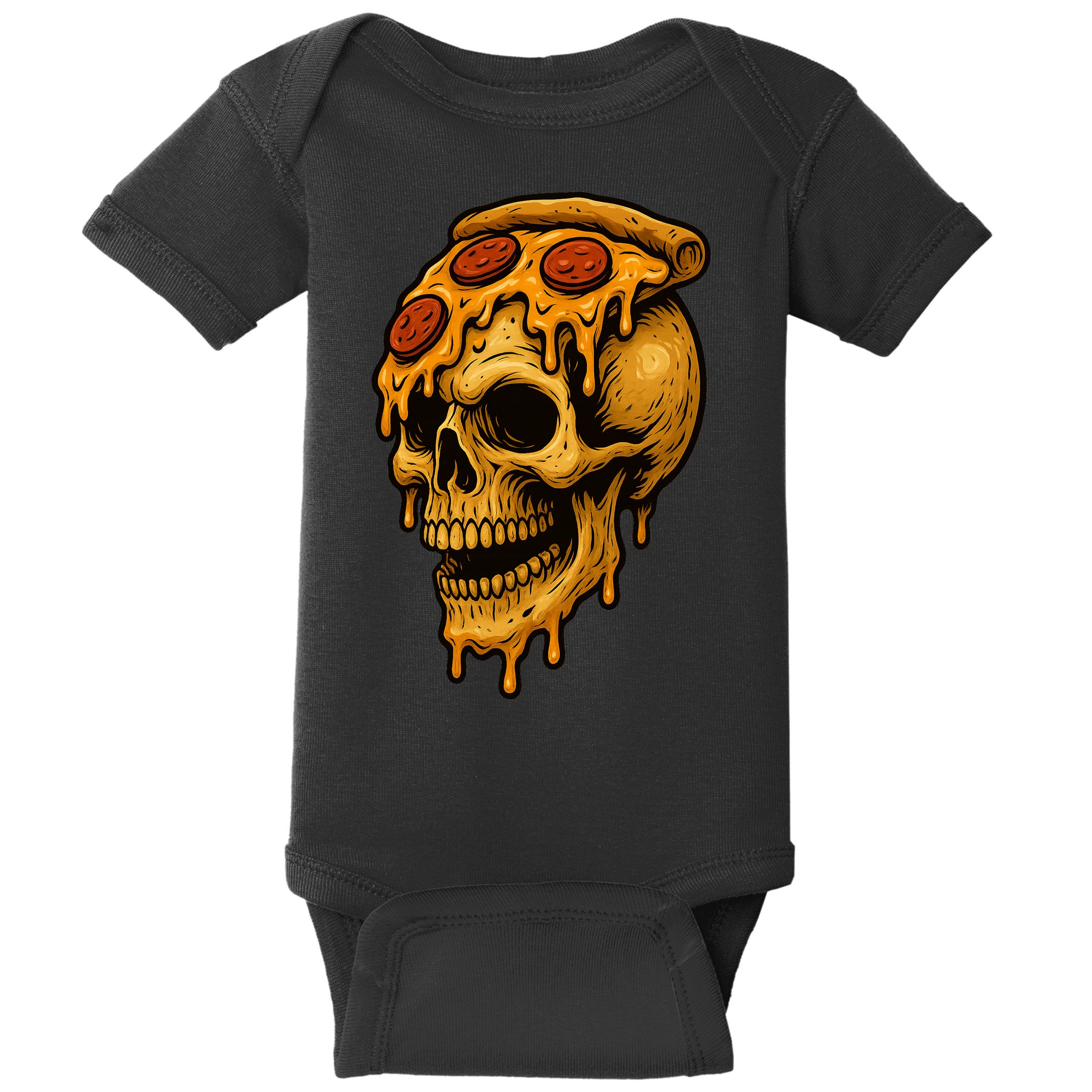 Pizza Food Skull Horror Baby Bodysuit