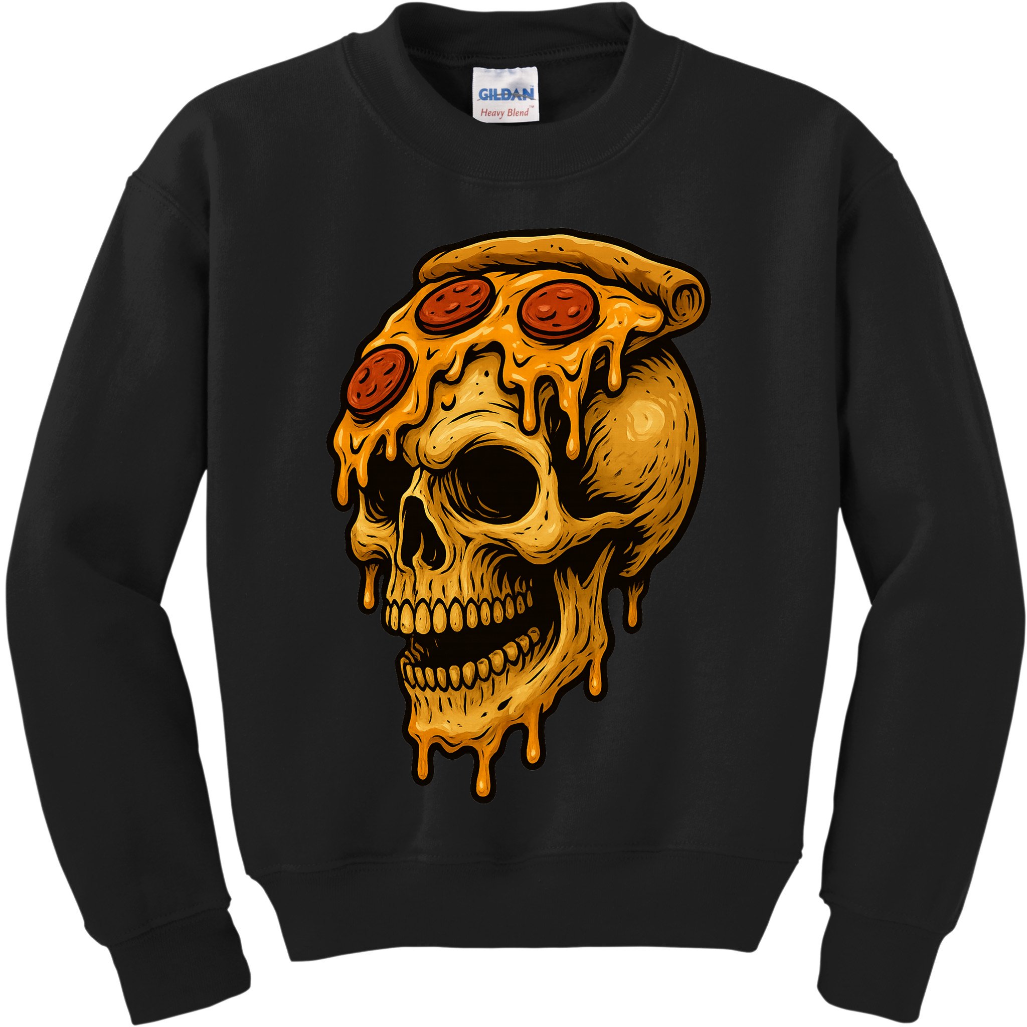 Pizza Food Skull Horror Kids Sweatshirt