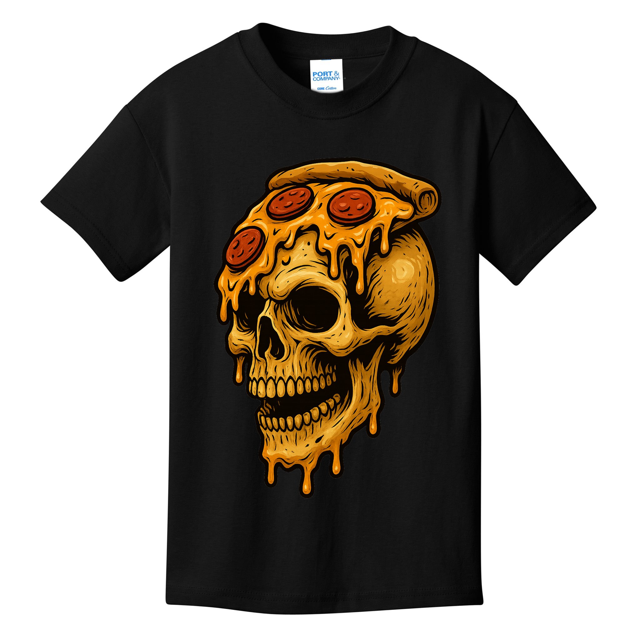 Pizza Food Skull Horror Kids T-Shirt