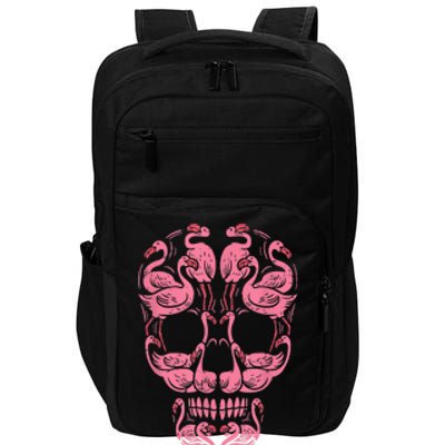 Pink Flamingo Skull Breast Cancer Awareness Halloween Women Impact Tech Backpack