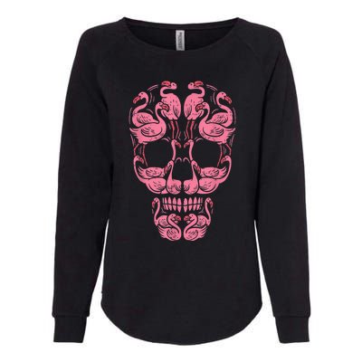 Pink Flamingo Skull Breast Cancer Awareness Halloween Women Womens California Wash Sweatshirt