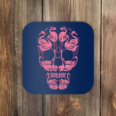 Pink Flamingo Skull Breast Cancer Awareness Halloween Women Coaster