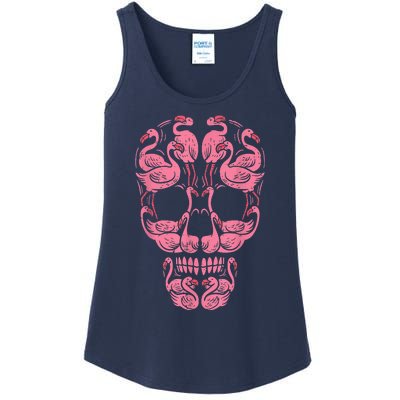 Pink Flamingo Skull Breast Cancer Awareness Halloween Women Ladies Essential Tank