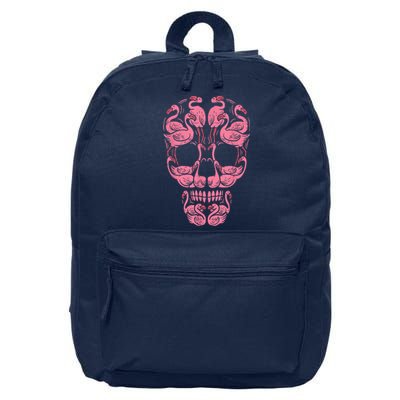 Pink Flamingo Skull Breast Cancer Awareness Halloween Women 16 in Basic Backpack