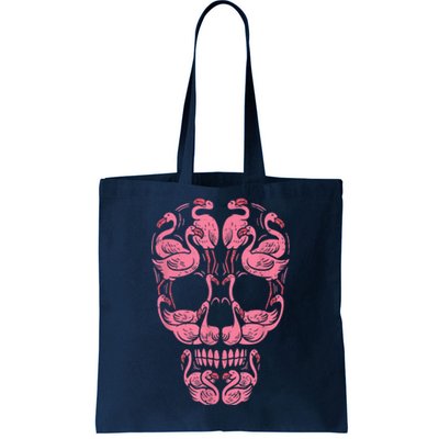 Pink Flamingo Skull Breast Cancer Awareness Halloween Women Tote Bag