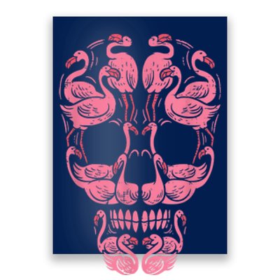 Pink Flamingo Skull Breast Cancer Awareness Halloween Women Poster