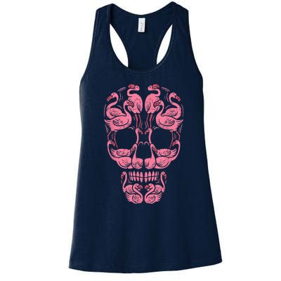 Pink Flamingo Skull Breast Cancer Awareness Halloween Women Women's Racerback Tank