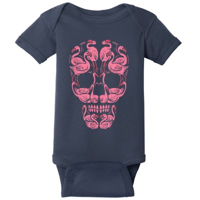 Pink Flamingo Skull Breast Cancer Awareness Halloween Women Baby Bodysuit