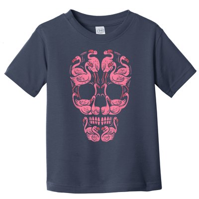 Pink Flamingo Skull Breast Cancer Awareness Halloween Women Toddler T-Shirt