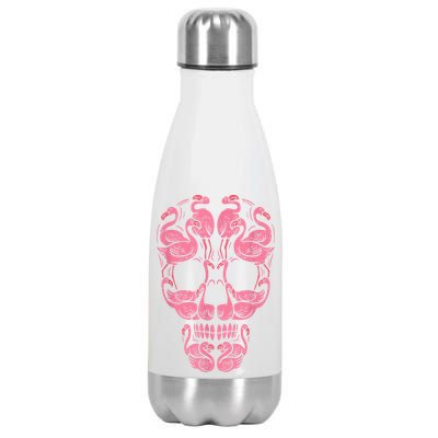 Pink Flamingo Skull Breast Cancer Awareness Halloween Women Stainless Steel Insulated Water Bottle