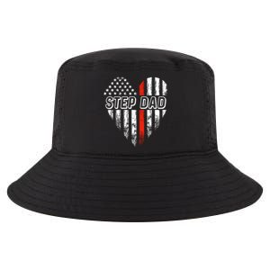 Proud Firefighter Step Dad American Flag Heart Gift Cool Comfort Performance Bucket Hat