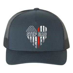 Proud Firefighter Step Dad American Flag Heart Gift Yupoong Adult 5-Panel Trucker Hat