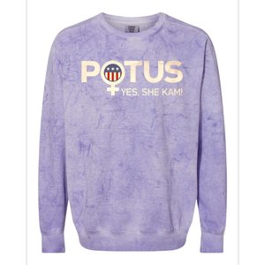 Potus Female Symbol Yes She Kam Harris For President Gift Colorblast Crewneck Sweatshirt