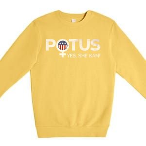 Potus Female Symbol Yes She Kam Harris For President Gift Premium Crewneck Sweatshirt