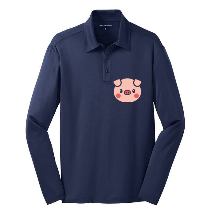 Pig Face Shirts Gift For Pig Lover Silk Touch Performance Long Sleeve Polo