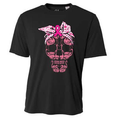 pink flamingo skull breast cancer awareness halloween Cooling Performance Crew T-Shirt