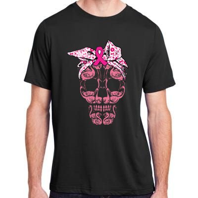 pink flamingo skull breast cancer awareness halloween Adult ChromaSoft Performance T-Shirt