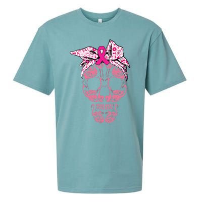 pink flamingo skull breast cancer awareness halloween Sueded Cloud Jersey T-Shirt