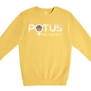 Potus Female Symbol Yes She Kam Harris For President Cute Gift Premium Crewneck Sweatshirt