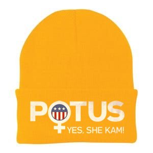 Potus Female Symbol Yes She Kam Harris For President Cute Gift Knit Cap Winter Beanie