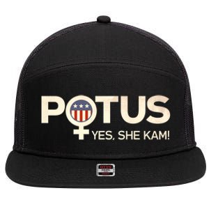 Potus Female Symbol Yes She Kam Harris For President Cute Gift 7 Panel Mesh Trucker Snapback Hat