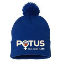 Potus Female Symbol Yes She Kam Harris For President Cute Gift Pom Pom 12in Knit Beanie