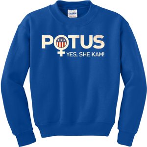 Potus Female Symbol Yes She Kam Harris For President Cute Gift Kids Sweatshirt