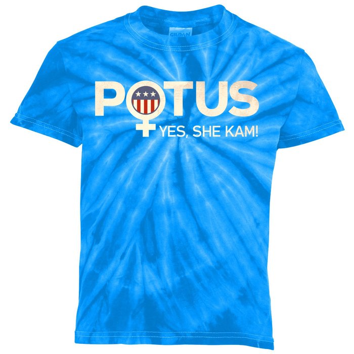 Potus Female Symbol Yes She Kam Harris For President Cute Gift Kids Tie-Dye T-Shirt