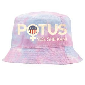 Potus Female Symbol Yes She Kam Harris For President Cute Gift Tie-Dyed Bucket Hat