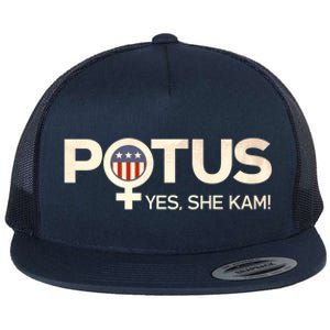 Potus Female Symbol Yes She Kam Harris For President Cute Gift Flat Bill Trucker Hat