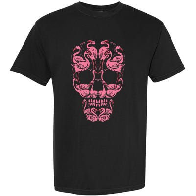 Pink Flamingo Skull Breast Cancer Awareness Halloween Garment-Dyed Heavyweight T-Shirt