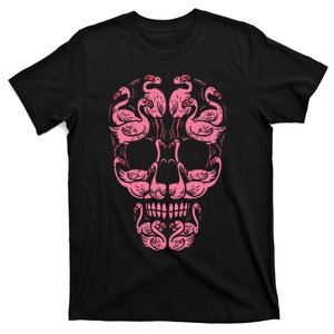 Pink Flamingo Skull Breast Cancer Awareness Halloween T-Shirt