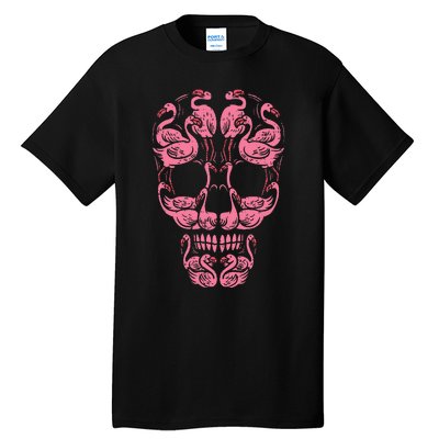 Pink Flamingo Skull Breast Cancer Awareness Halloween Tall T-Shirt