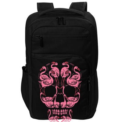 Pink Flamingo Skull Breast Cancer Awareness Halloween Impact Tech Backpack