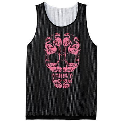 Pink Flamingo Skull Breast Cancer Awareness Halloween Mesh Reversible Basketball Jersey Tank