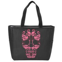 Pink Flamingo Skull Breast Cancer Awareness Halloween Zip Tote Bag