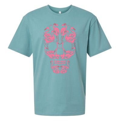 Pink Flamingo Skull Breast Cancer Awareness Halloween Sueded Cloud Jersey T-Shirt