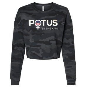 Potus Female Symbol Yes She Kam Harris For President Cropped Pullover Crew