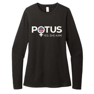 Potus Female Symbol Yes She Kam Harris For President Womens CVC Long Sleeve Shirt