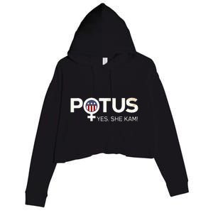 Potus Female Symbol Yes She Kam Harris For President Crop Fleece Hoodie