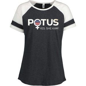 Potus Female Symbol Yes She Kam Harris For President Enza Ladies Jersey Colorblock Tee