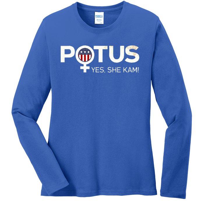 Potus Female Symbol Yes She Kam Harris For President Ladies Long Sleeve Shirt