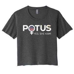 Potus Female Symbol Yes She Kam Harris For President Women's Crop Top Tee