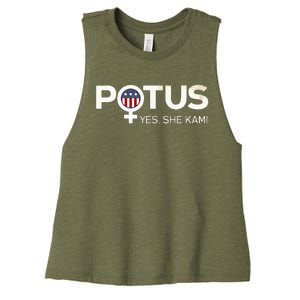 Potus Female Symbol Yes She Kam Harris For President Women's Racerback Cropped Tank