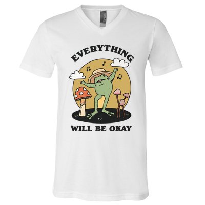 Positive Frog Singing Froggy V-Neck T-Shirt