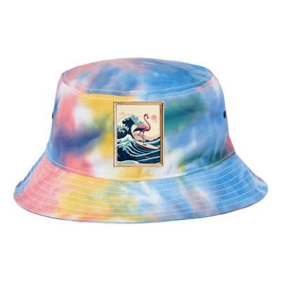 Pink Flamingo Surfer Tropical Great Big Wave Framed Tie Dye Newport Bucket Hat