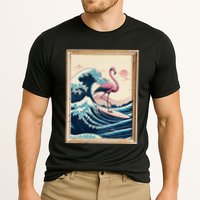 Pink Flamingo Surfer Tropical Great Big Wave Framed Cooling Performance Crew T-Shirt