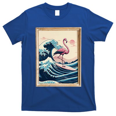 Pink Flamingo Surfer Tropical Great Big Wave Framed T-Shirt